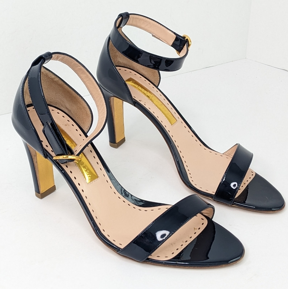 Rupert Sanderson Barrii Heeled Sandals, Midnight, Women's 38 EU (US 7)
